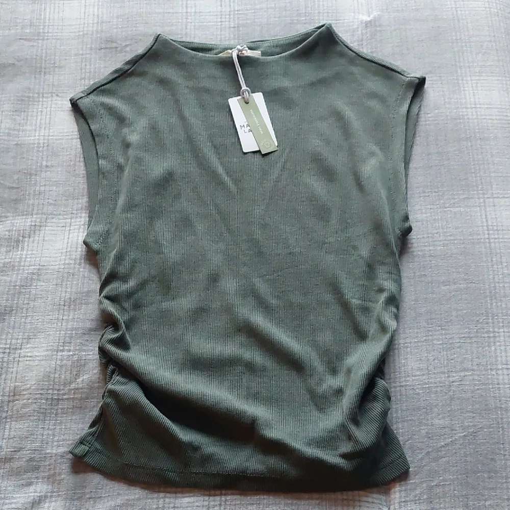 NWT Forest Green Marine Layer Lexi Rib Sun-In Mockneck Top Size Xs - Picture 2 of 3